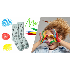 Omaľovánkové ponožky Tiammky pre deti v špeciálnom darčekovom balení aj s fixami na textil