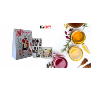 Originálne darčeky - hrnčeky alebo sypaný čaj s vlastným motívom, osobný odber ZADARMO až v 40 predajniach FaxCOPY