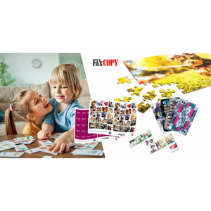 Rodinná zábava pri hraní kariet, pexesa, domina alebo skladanie puzzle s vlastnými fotkami - osobný odber ZDARMA až v 40 predajniach FaxCOPY