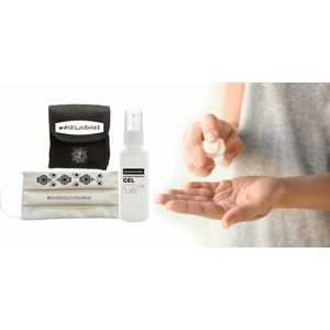 Rýchle a bezpečné čistenie rúk bez vody a mydla - antibakteriálny gél s rozprašovačom alebo taštička ochrany proti COVID 19