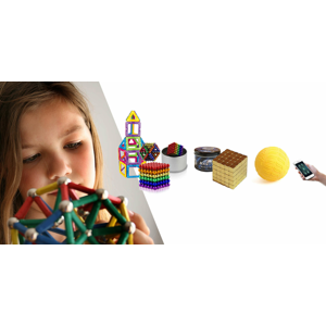 Stavebnice a hry pre rozvoj kreativity u detí – inteligentná guľa, magnetické kocky a stavebnica či hrací koberec