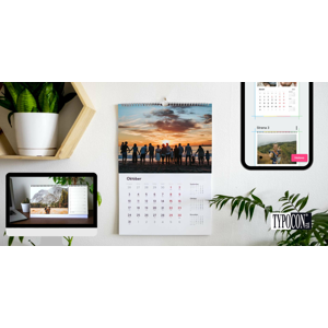 Stolové a nástenné fotokalendáre s vlastnými fotkami od Typocon, online editor pre smartfóny bez nutnosti registrácie